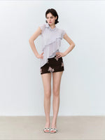 Asymmetrical Lyocell Ruffle Top