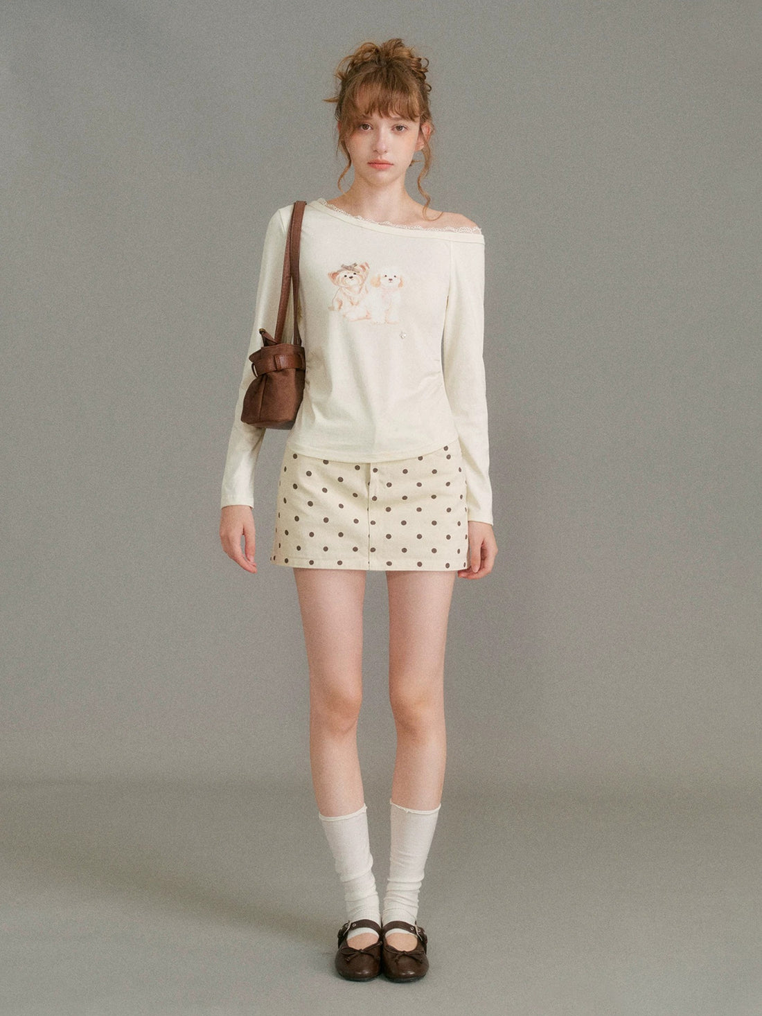 Puppy Print Lace Top