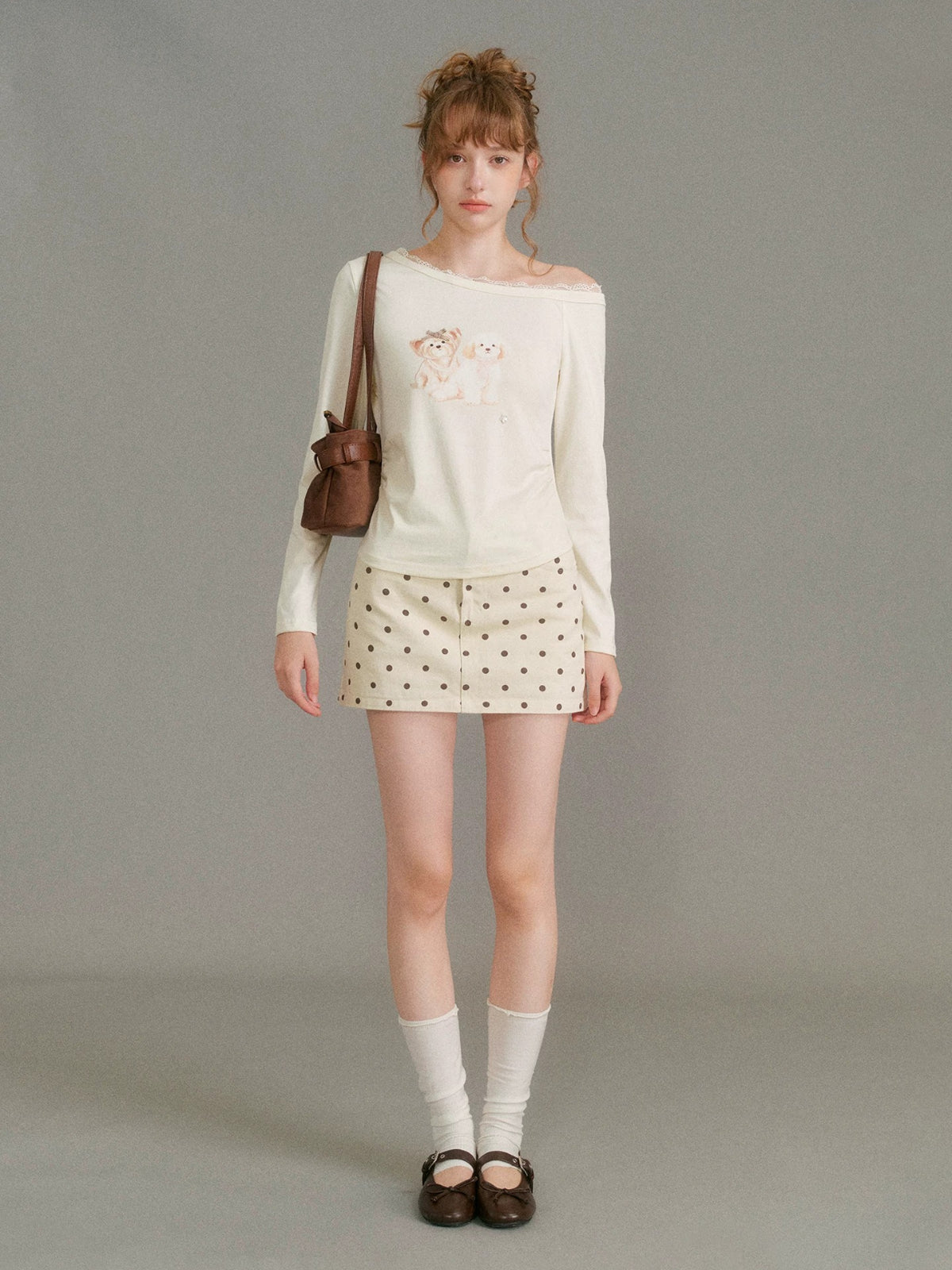 Puppy Print Lace Top