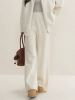 Beige Hoodie Knit Three-Piece Set