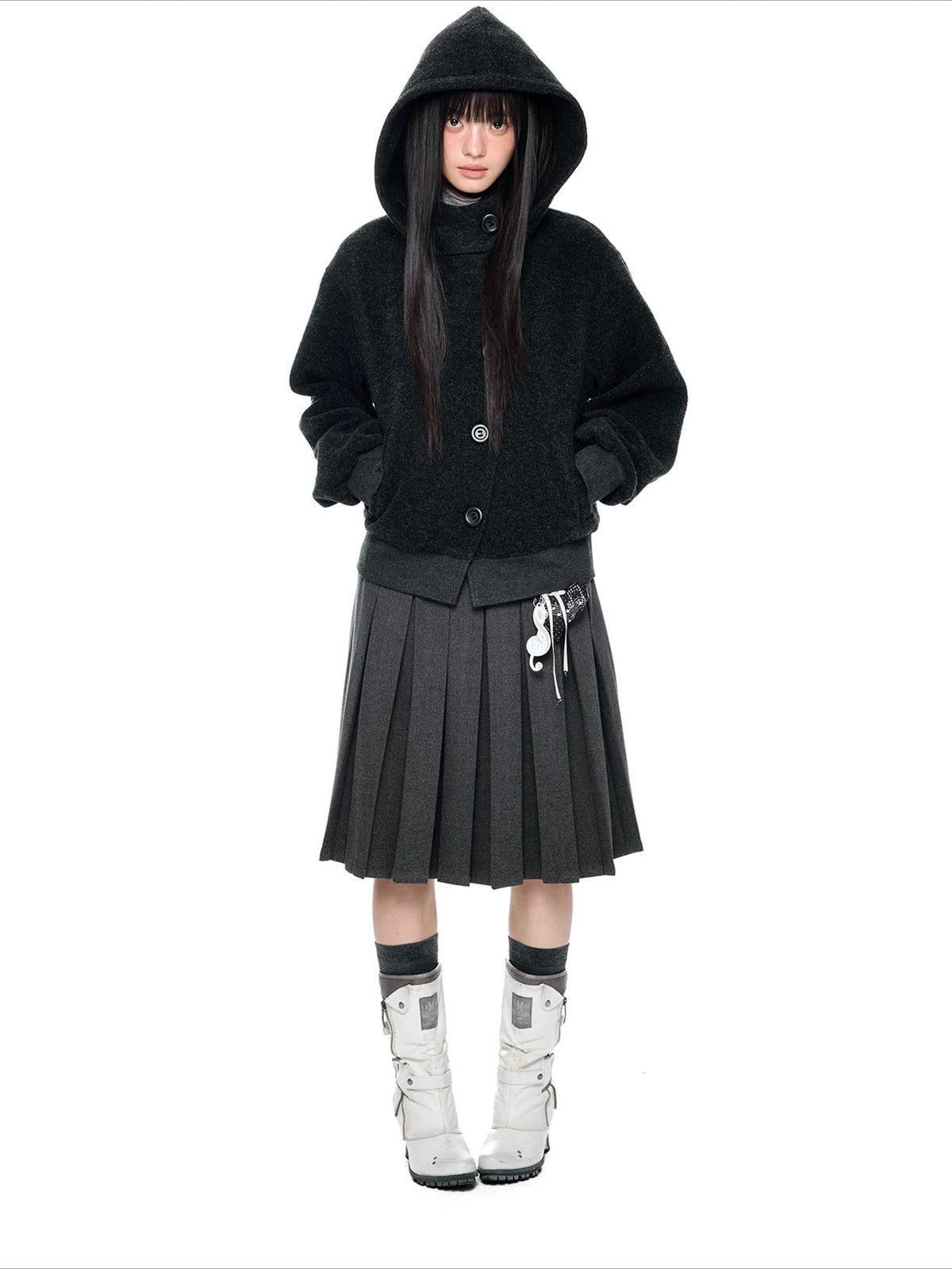 Hooded Wool Blend Jacket