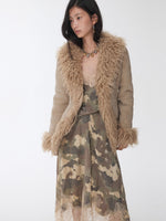 Shearling Embroidered Suede Jacket