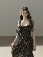 Rose Print Chiffon Dress