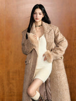 Camel & Brown Detachable Fur Wool Coat
