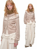 Fair Isle Cat Crewneck Cardigan