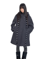 Hooded Vintage Wool Blend Coat