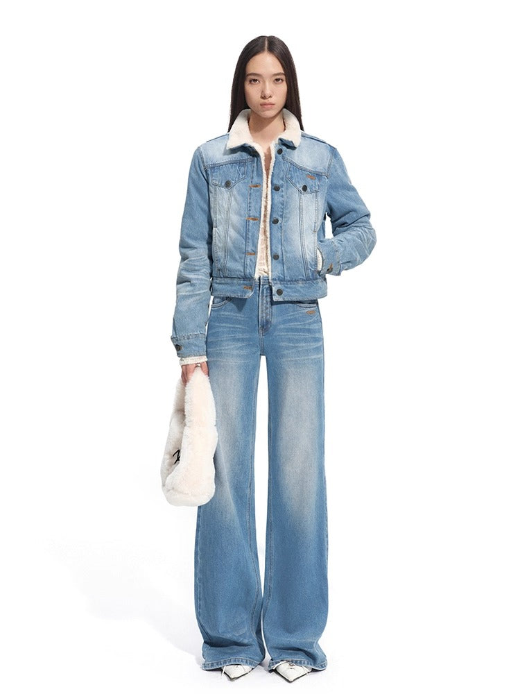 &quot;Caraval Series&quot; Washed Twill Denim Cotton-Padded Jacket