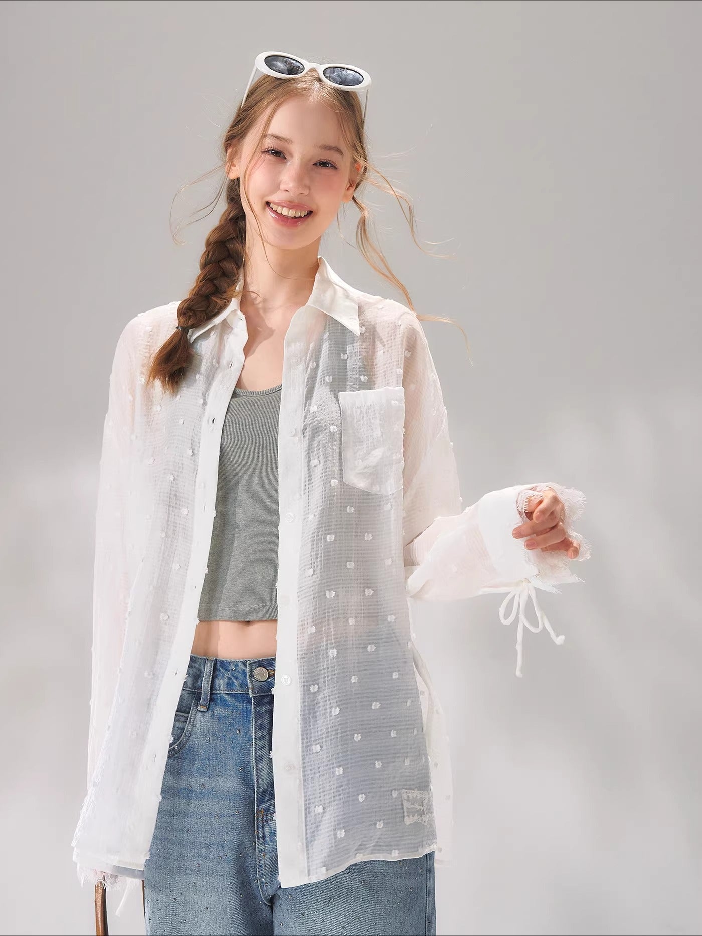 Striped Lace Shirt Set