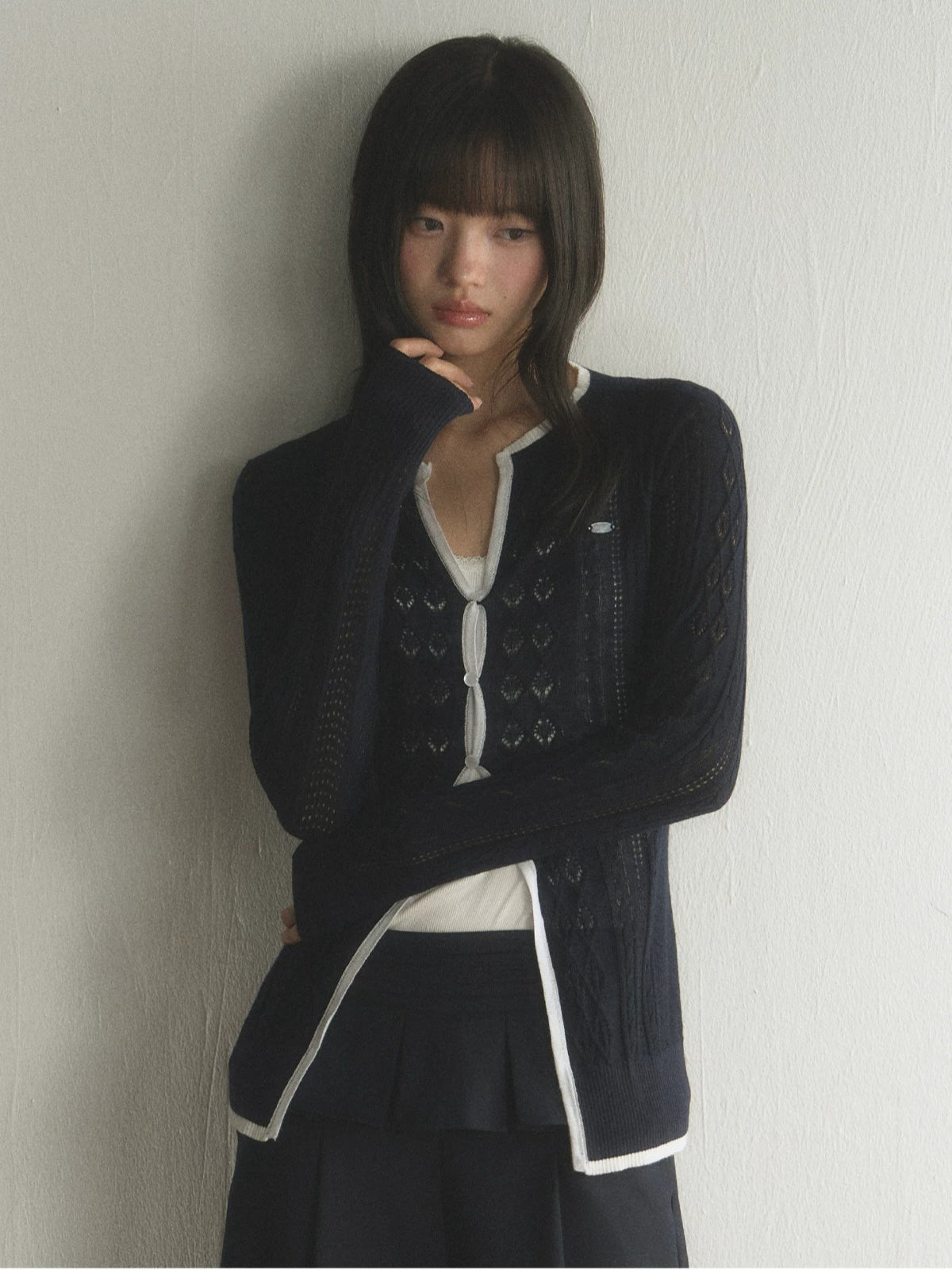 Contrast Trim Knit Cardigan