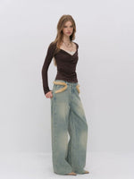 Draped Lace Tencel Top