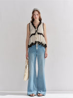 Lace Trim Polka Dot Vest
