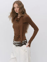 Asymmetric Draped Wool Blend Top