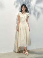 Embroidered Shirt-Collar Tea-Break Dress