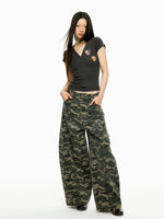 Washed Camo Wide Leg Jeans