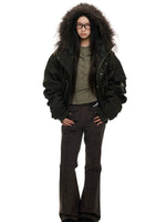 Vintage Hooded Fur Trim Down Jacket