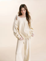 Gray & Apricot Lace-Tie Knit Set