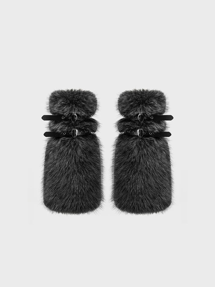 Black Faux Fur Leg Warmers