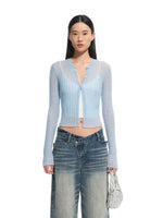 Alpaca Mohair Slim Fit Hollow-out Knit Top