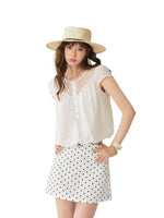 French Crewneck Puff Hem Top