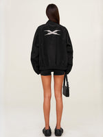 Silver & Black Loose Oversized Sports Jacket