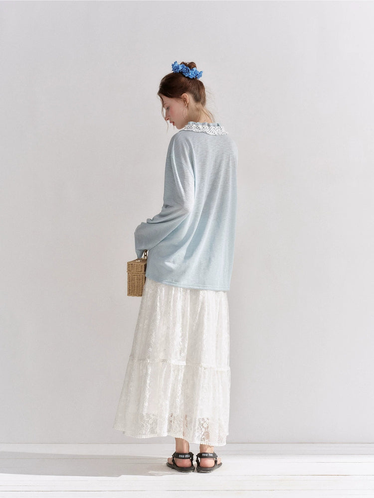 Lace Tiered Maxi Skirt