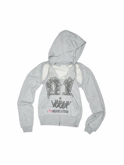 Hooded Backless Vest &amp; Hoodie Set