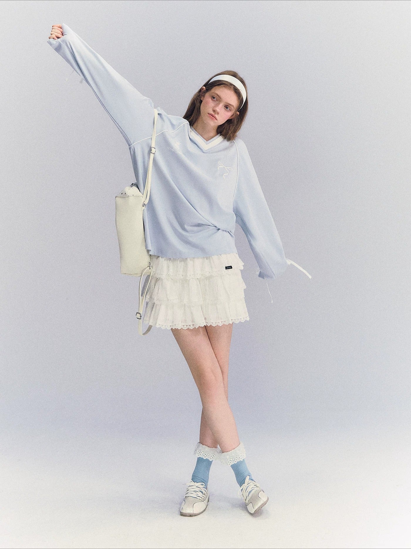 Contrast Bow Long Sleeve Tee