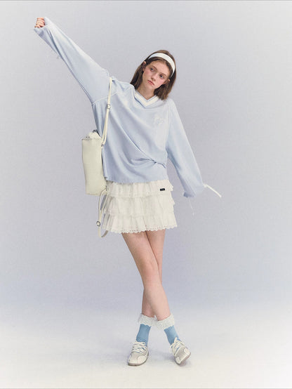 Contrast Bow Long Sleeve Tee