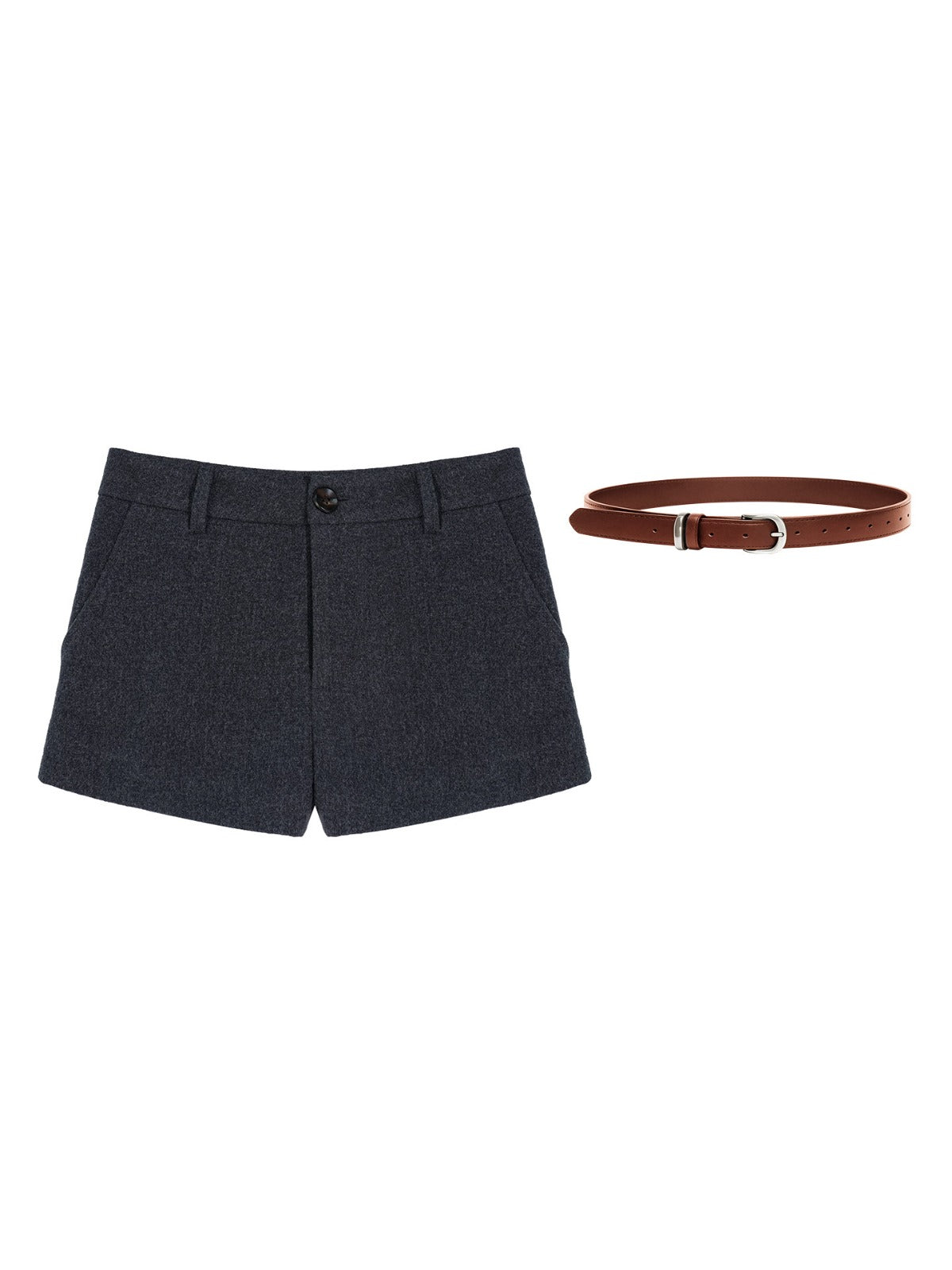 Belted Wool Blend Tailored Shorts