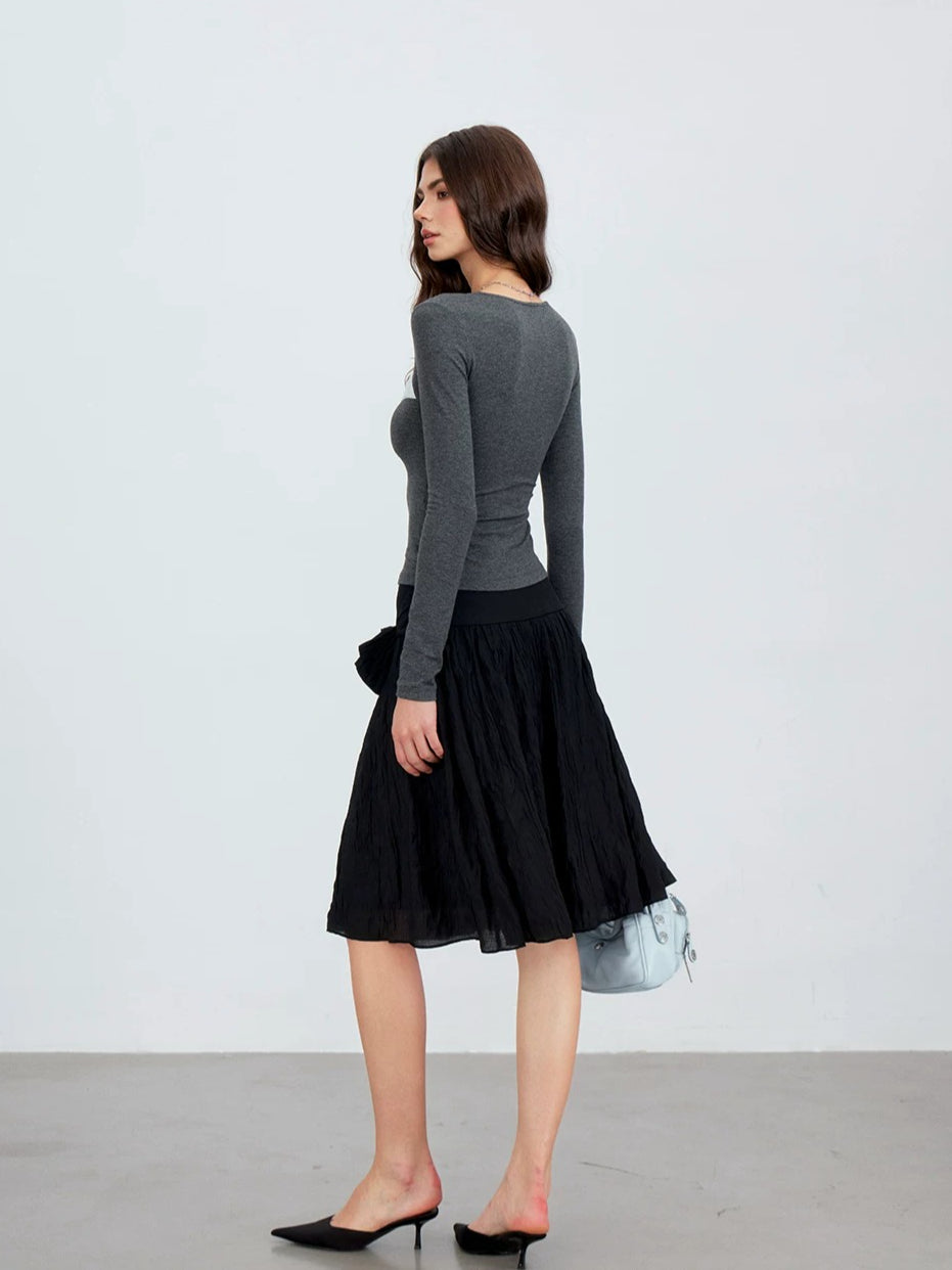 Gray Bow Accent Top