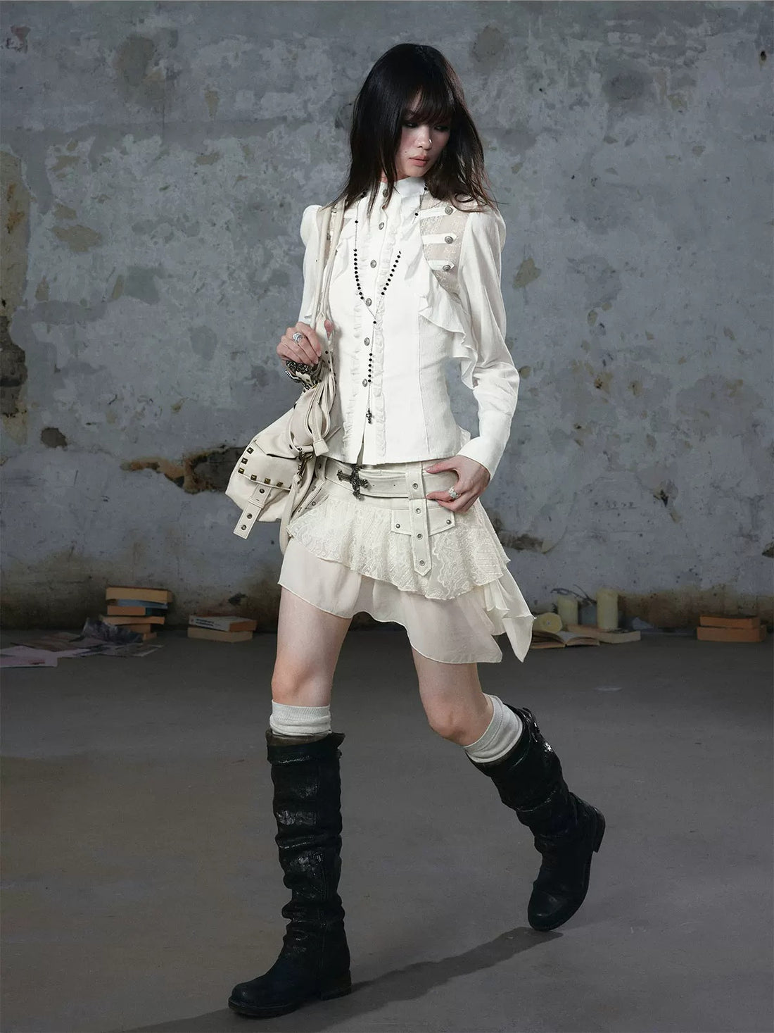 Napoleon Lace Ruffle Waist Shirt