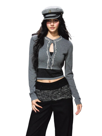 Embellished Knit Cardigan &amp; Camisole Set