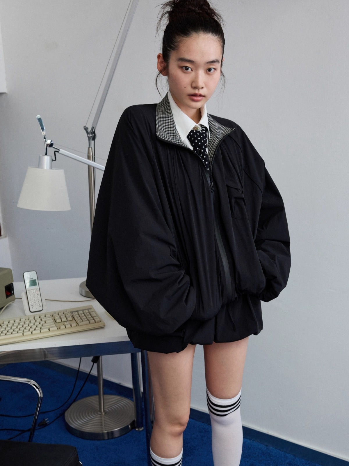 Patchwork Utility Hooded Jacket &amp; Skirt Set