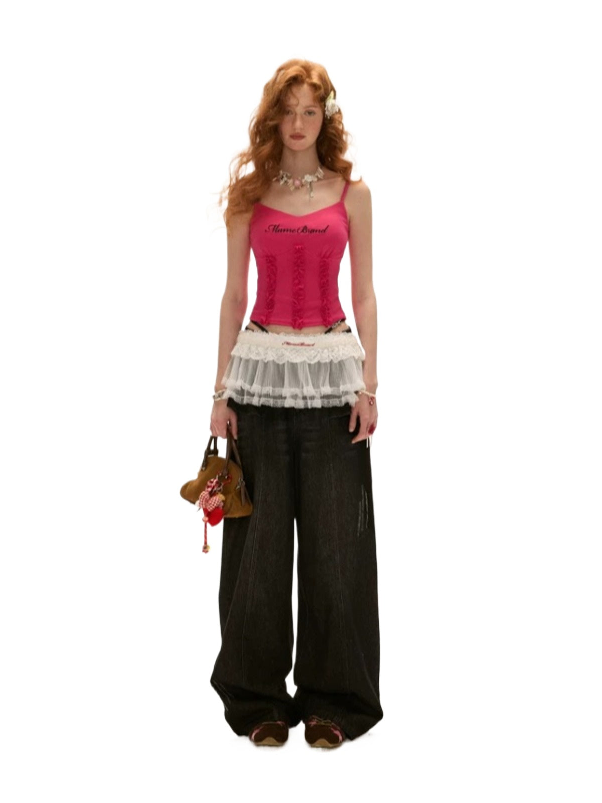 Vintage Ruffle Straight Leg Denim Jeans
