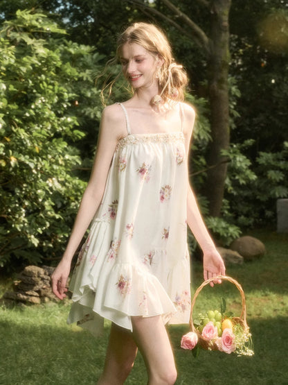 Irregular Lace Puff Dress