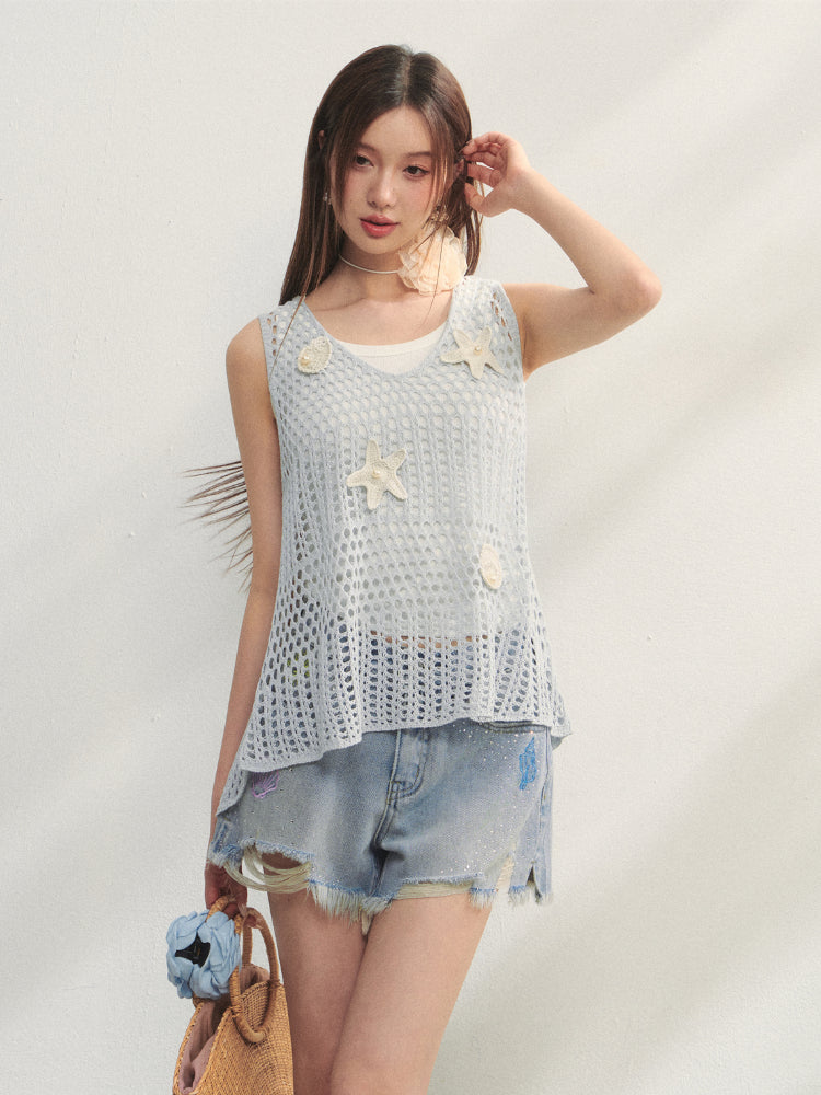 Pearl Crochet Hollow Vest Camisole