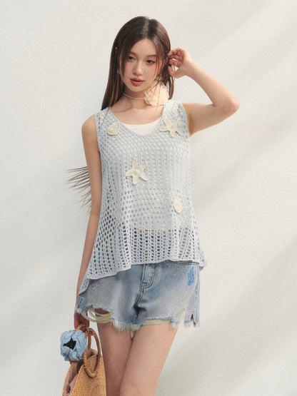 Pearl Crochet Hollow Vest Camisole