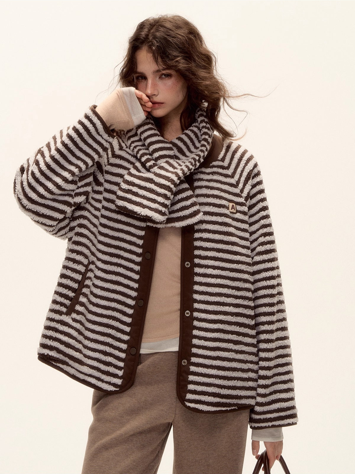 Reversible Striped Sherpa Jacket