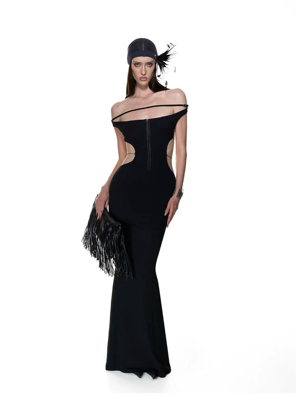 Black Lace-Up Halter Maxi Dress
