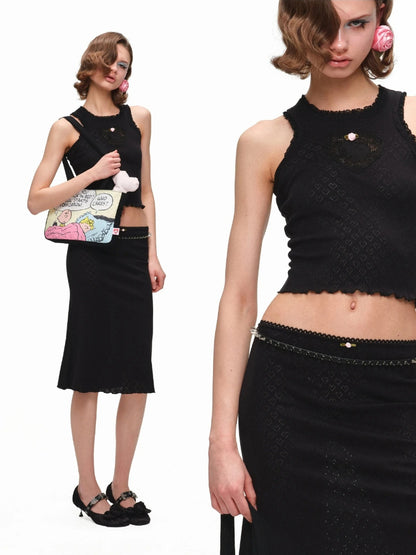 Snoopy Knit Top &amp; Skirt Set