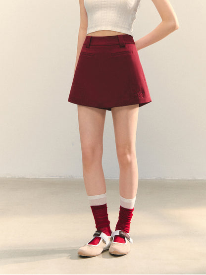 Anti-exposure Applique Pocket Suit Skort