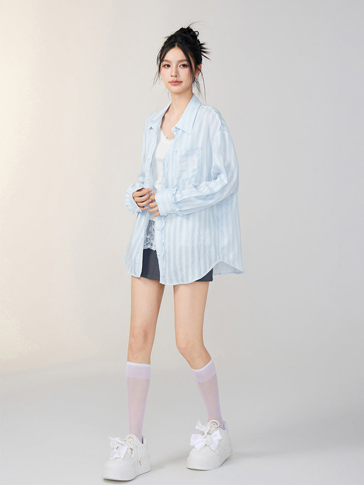 Lace-Trimmed Floral Shirt