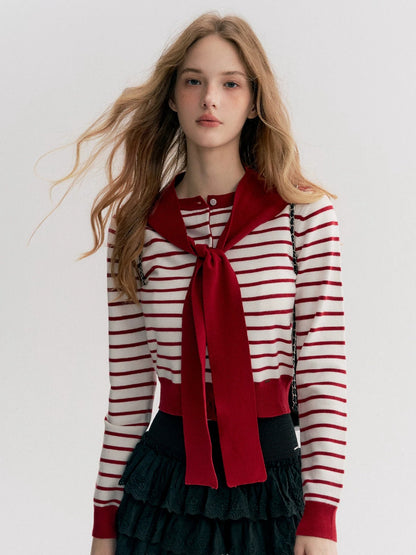 Striped Knit Cape Set