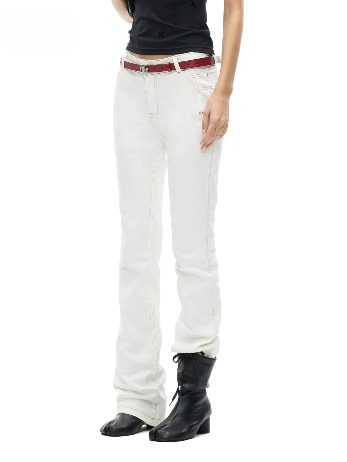 "White" Washed Straight Jeans
