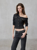 Asymmetric Denim Shirt Set