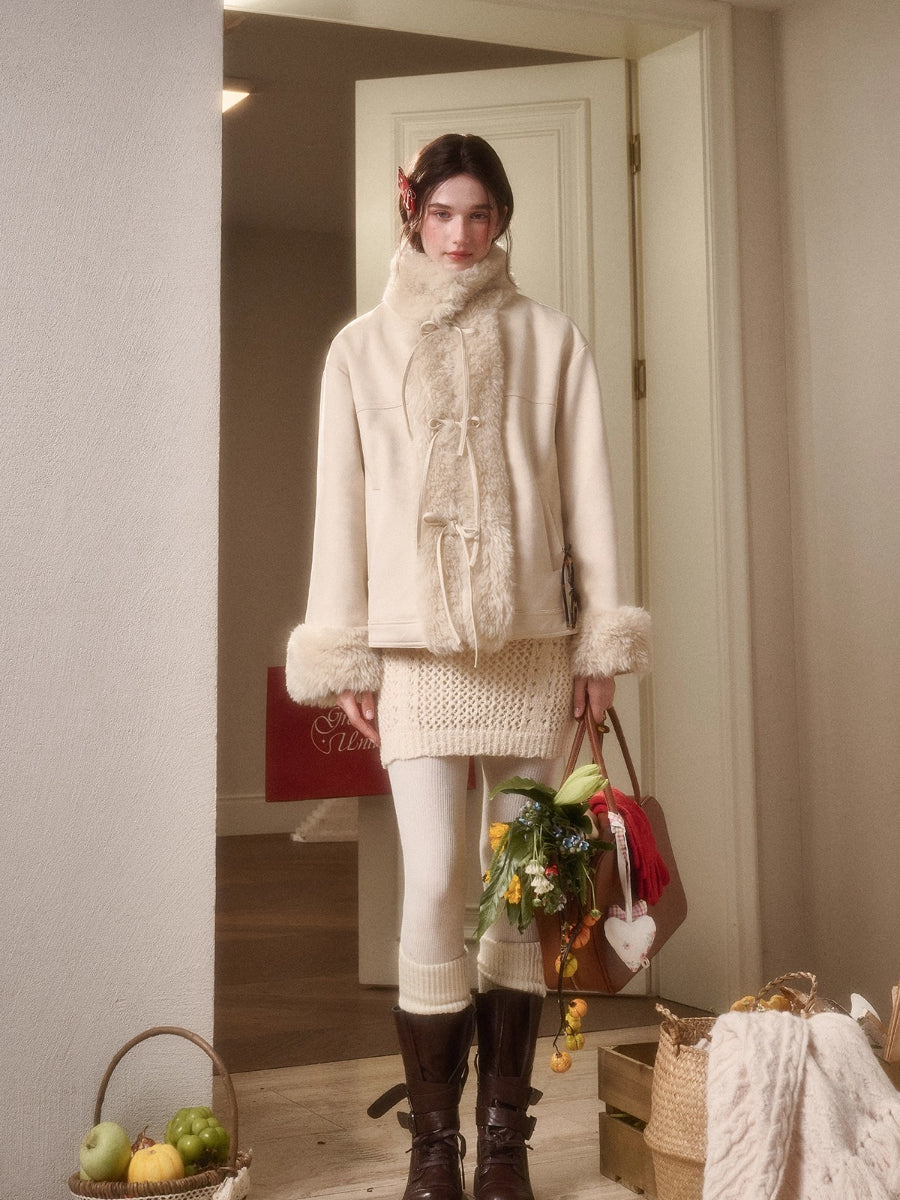 Travel Plan Shearling Fleece-Lined Stand Collar Jacket