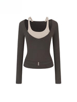 Contrast Belt Knit Top
