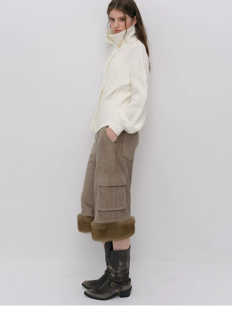 Oversized Toggle Collar Waffle Cardigan