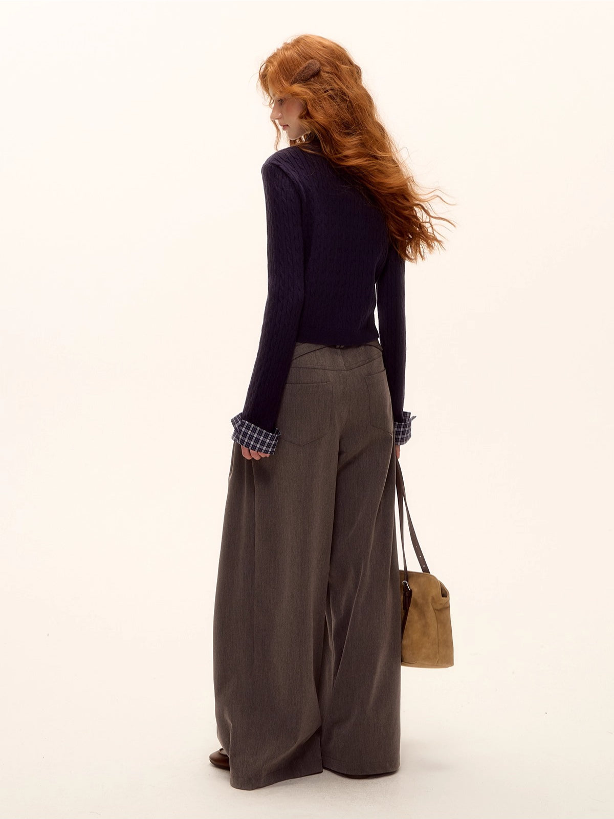 Pleated Tie Wide-Leg Pants