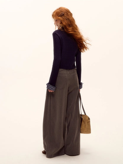 Pleated Tie Wide-Leg Pants
